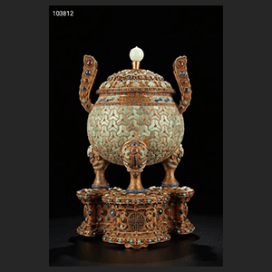 乾隆 銀制金象嵌多宝香炉