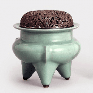 青瓷香炉 諏訪蘇山