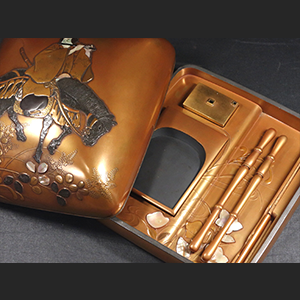 慶應◆ヤフオク史上最高峰の光琳蒔絵！ 金地嵯峨野高蒔絵御文庫硯箱 岡野家旧蔵伝世箱