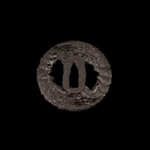 海老之図透彫鍔 在銘「正阿弥包矩」